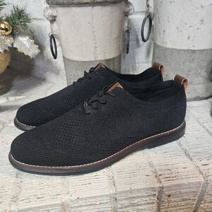 Bill Blass Black Knit Oxford Shoes